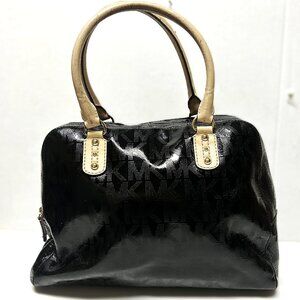 Michael Kors black shiny handbag with MK imprint